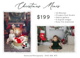 **Announcing this year’s Christmas Mini shoot sessions!
Only $199, our lowest price ever!!**

- Takes only 20 Minutes
- Held in my Flinders Park Studio
- Online gallery to choose your images
- Receive 5 High resolution Digital images
- Easy file download

* Full payment is required upon booking your session.

Session dates are:
Saturday 8th November, 2025
Saturday 15th November, 2025

BOOKING LINK is in the BIO👆🎅📸

#christmasminisessions #christmasminis #sonialeephotography #adelaidephotographer #photoshootsessions
